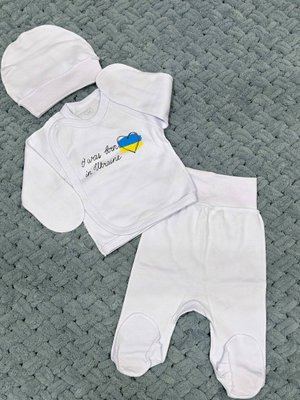Комплект одягу 3в1з преміального інтерлоку для немовлят з принтом 56 см Блакитний 31143 фото