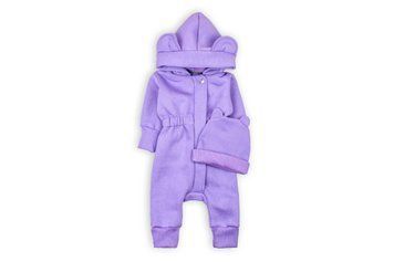 Демисезонный ромпер (комбинезон) тринитка на флисе с шапочкой на 92 см. Фиолетовый 40152 фото