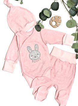 Комплект одежды 3в1 из боди для младенцев (махра) 56 см Bunny Розовый 44212 фото
