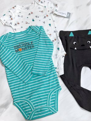 Детский комплект 3в1 от Carter's Монстрик 50 см Newborn Бирюзовый 30615 фото