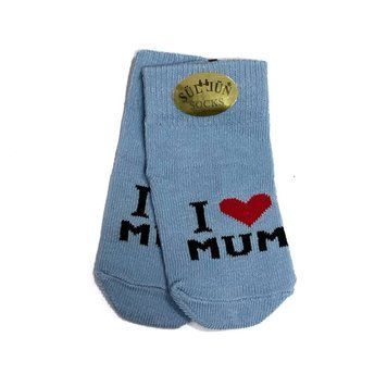 Детские носки тоненькие для младенцев на 0-6 мес I love mum Голубой 39007 фото