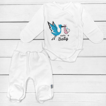 Детский комплект из боди 2в1 в роддом с начесом Hello Baby 62 см Белый 39451 фото