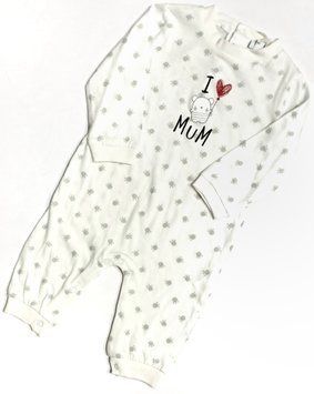 Детский человечек из интерлока I love mum (ножка открытая) на 68 см Белый 41421 фото