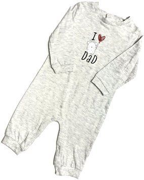 Детский человечек из интерлока I love dad (ножка открытая) на 68 см Серый 41422 фото