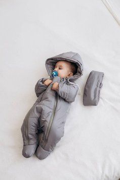 Зимний комбинезон для младенцев на флисовой подкладке 74см Серый 30404 фото