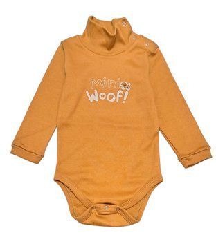 Трикотажный боди-гольф в рубчике на кнопочках 80 см Mini Woof Горчичный 45647 фото