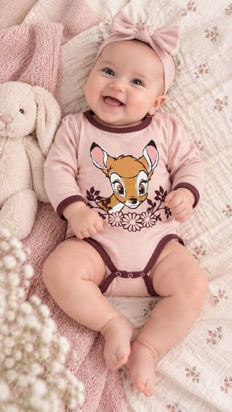 Комплект детских бодиков Disney Бемби 2 шт 86-92 Розовый 37172 фото