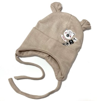 Демісезонна шапочка для новонароджених з подвійного трикотажу 36-38 см Bear Baby Коричневий 37222 фото