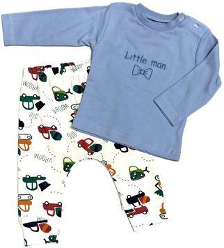 Комплект 2в1 з трикотажу для хлопчика Little man 68 см Білий / Блакитний 41613 фото