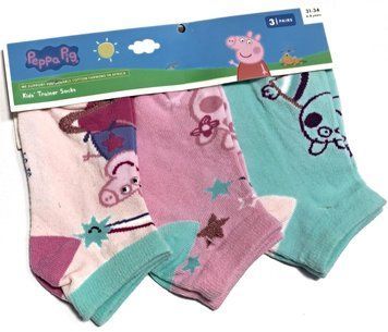 Набір дитячих шкарпеток для дівчинки 3 шт Peppa Pig на 6-8 років розмір 31-34 Рожевий/ Бірюзовий 43108 фото