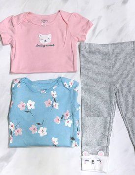 Детский комплект 3в1 от Carter's Мишка 50 см Newborn Розовый 30623 фото