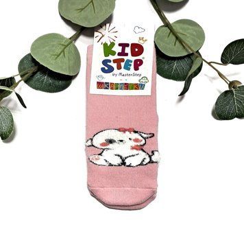 Дитячі махрові шкарпетки для дівчинки KidStep на 12-14 см (20-22 розмір) Собачка Світло-рожевий/ Білий 44602 фото