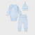 Комплект 3в1 в пологовий для немовлят в рубчик з бодіком 56 см Блакитний 38357 фото