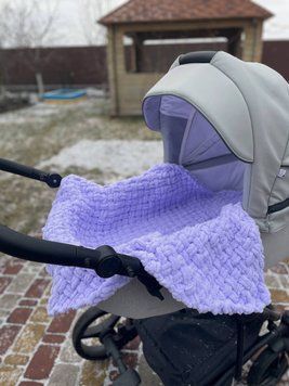 Плюшевий в'язаний дитячий плед "Плетінка" 80 на 80 см №146 Бузковий 2016 фото