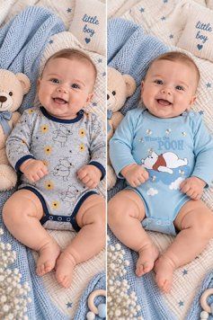 Комплект дитячих бодіків Disney Вінні 2 шт 74-80 см Блакитний 37177 фото