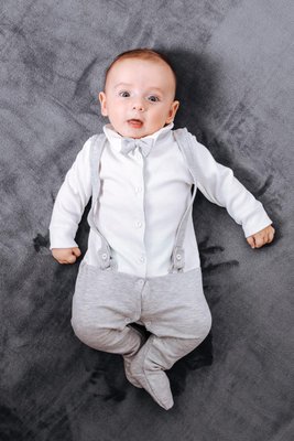 Святковий чоловічок-костюм для хлопчика 68 см Сірий 30489 фото