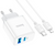 Зарядний пристрій HOCO C105A USB+Type-C PD20W+QC3.0+кабель Type-C to Lightning Білий 46034 фото