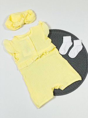 Мусліновий пісочник для дівчинки на 80 см Жовтий 37010 фото