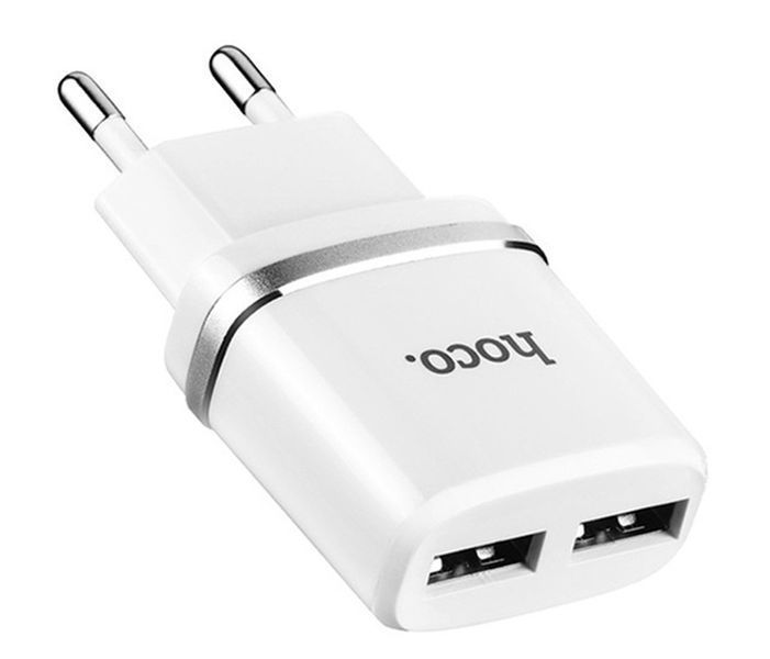 Мережевий зарядний пристрій Hoco C12 Dual USB Charger 2USB / 2.4A Білий 46036 фото