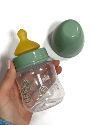 Дитяча PP пляшечка для годування 120 мл. з латексною соскою "Вишенька Зелена Серія" Nip Зелений 35123 фото