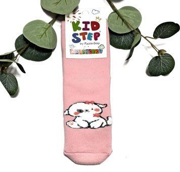 Дитячі махрові шкарпетки для дівчинки KidStep на 16-18 см (26-28 розмір) Собачка Світло-рожевий/ Білий 44607 фото