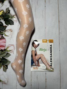Дитячі капронові колготи з візерунком Квіти''Alicja'' 20 DEN на 116-122 см Білий 44509 фото