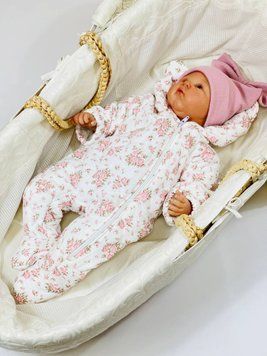 Мусліновий комбінезон для дівчинки Квіти на 56 см Рожевий 40225 фото