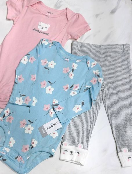 Дитячий комплект 3в1 від Carter's Ведмедик 74 см 9-12 міс Рожевий 30627 фото