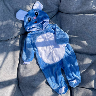 Плюшевий дитячий комбінезон з капюшоном Ведмедик 62 см Блакитний 6002 фото