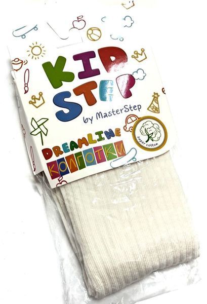 Детские колготки в рубчик Kid Step на 128-134 Молочный 42668 фото