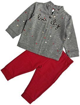 Комплект 2в1 из двунитки на байке для девочки Lovely 74 см Красный / Серый 41626 фото
