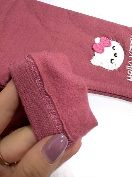 Дитячі трикотажні лосіни на байці для дівчинки Hello Kitty 104 см Рожевий 41163 фото