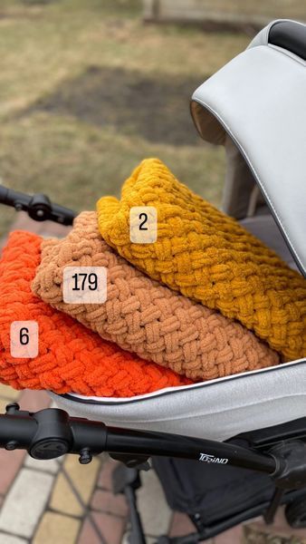 Плюшевый вязаный детский плед "Плетенка" 80 на 80 см №179 Коричневый 2060 фото