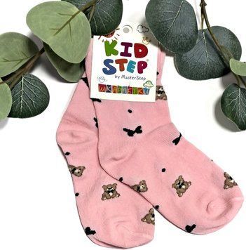 Дитячі шкарпетки для дівчинки KidStep на 14-16 см (23-25 розмір) Ведмедик Рожевий/ Бежевий 44464 фото