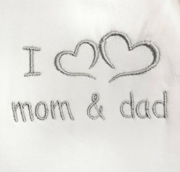 Комплект одягу 3в1 в пологовий для немовлят з вишивкою I love mom & dad 56 см Молочний 30105 фото