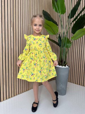 Дитяча сукня з тканини суперсофт Квіти 98 см Жовтий 37388 фото