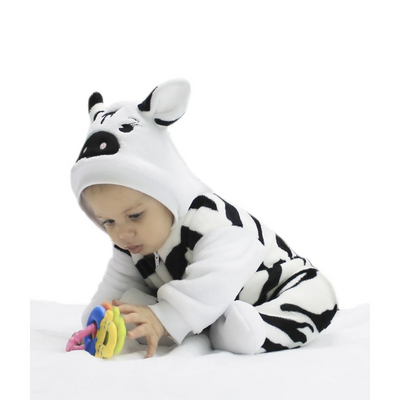 Плюшевий дитячий комбінезон з капюшоном Зебра 74 см Білий 6007 фото