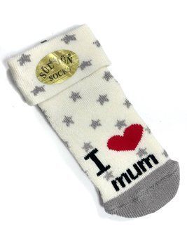 Детские махровые носки для младенцев на 0-6 мес 6-8 см (размер 11-13) I love mum Молочный 41066 фото