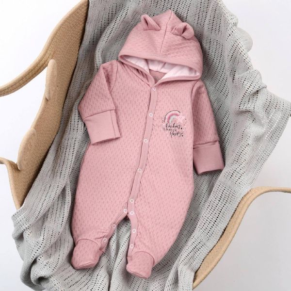 Детский комбинезон из капитона на 62 см Радуга пепельно-розовый 45427 фото