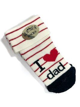 Детские махровые носки для младенцев на 0-6 мес 6-8 см (размер 11-13) I love dad Молочный / Черный 41067 фото