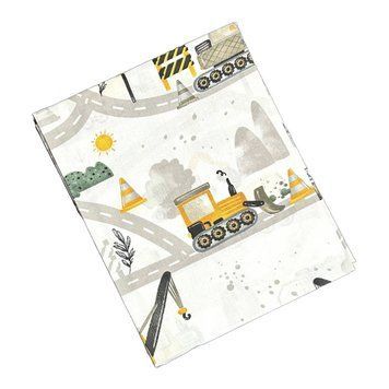 Бавовняна (ситцева) пелюшка Трактори 80х100 Білий / Жовтий 43973 фото