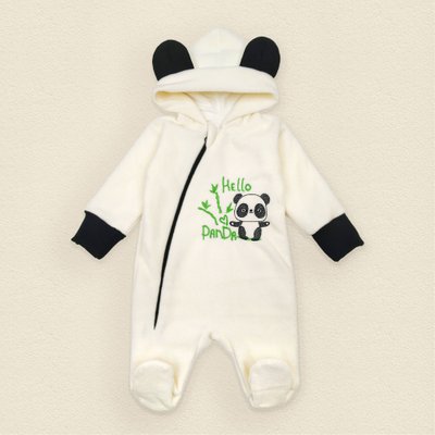 Флісовий комбінезон з підкладкою та капюшоном Panda 68 см Молочний 8-110 фото