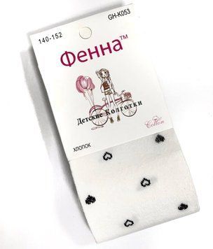Дитячі колготки для дівчинки Фенна Сердечка 128-140 см Молочний 37340 фото