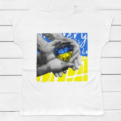Жіноча футболка з принтом Україна у наших руках 80 86см Білий 1103 фото