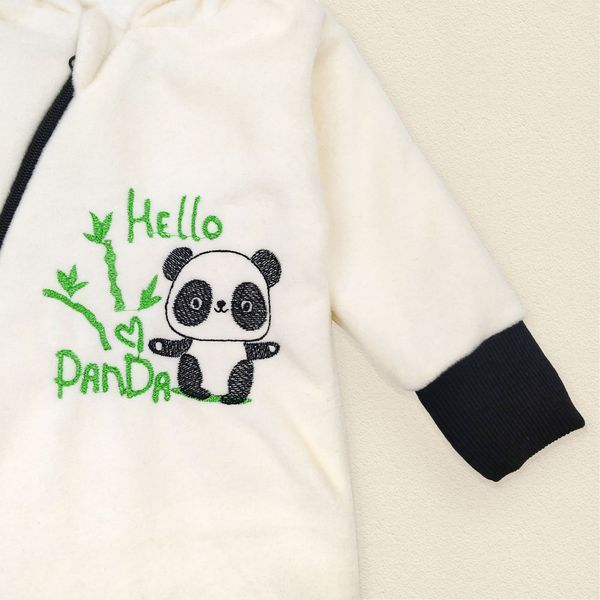 Флисовый комбинезон с подкладкой и капюшоном Panda 62 см Молочный 8-110 фото
