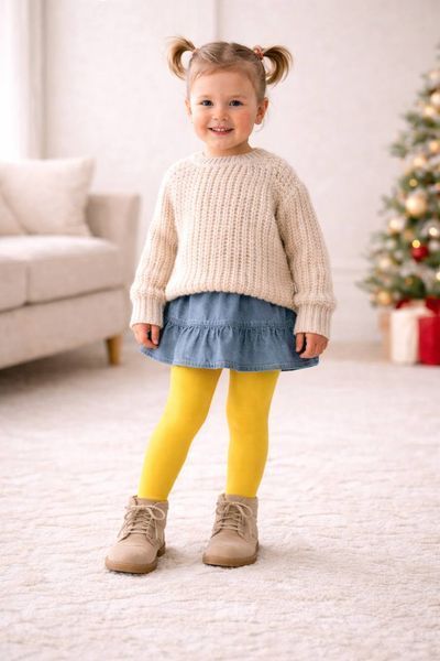 Дитячі демісезонні однотонні колготи Kid Step на 92-98 см Жовтий 45029 фото