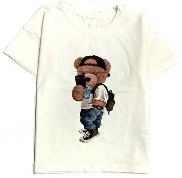 Дитяча футболка для хлопчика на 104 см Bear Молочний 42926 фото