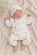 Мусліновий чоловічок (комбінезон) з чепчиком для дівчинки на 56 см Сердечка Білий / Чорний 46207 фото 1