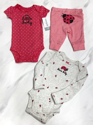 Детский комплект 3в1 от Carter's Божья коровка 50 см Newborn Малиновый 30638 фото