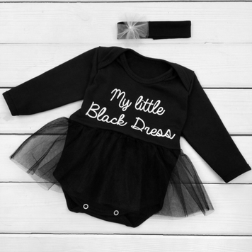 Боди платье для девочки с повязкой My black dress 86 см Черный 39598 фото